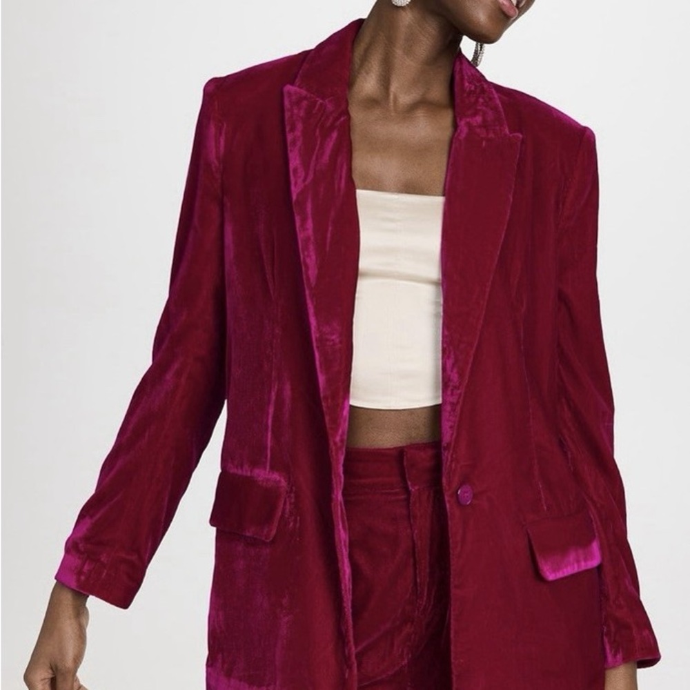 $150msrp Anthropologie NWT Matte Velvet Blazer Fuschia Pink Endless Rose